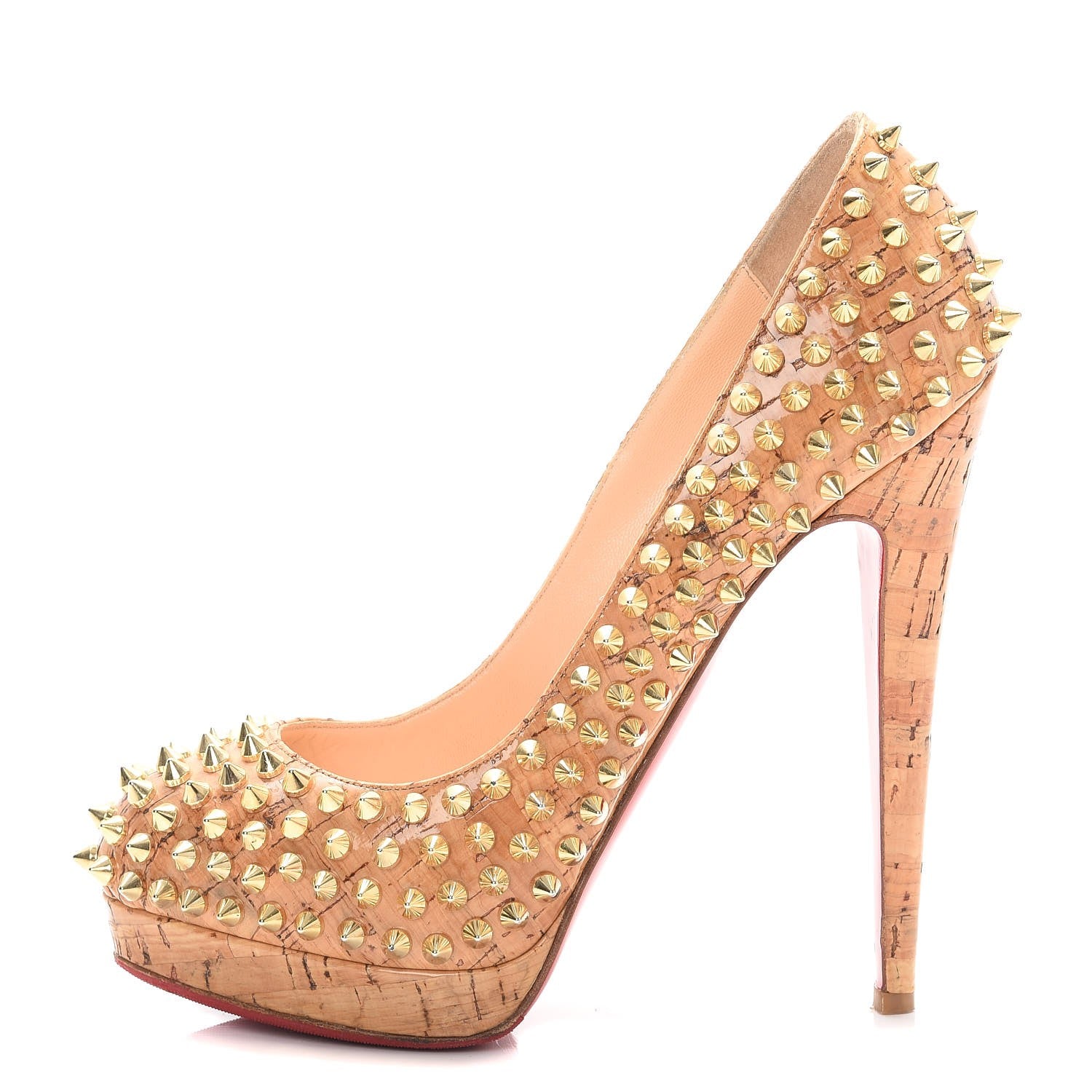 Christian Louboutin Cork Lucido Yolanda 120 Spikes Pumps 37.5 Natural 1 of 10