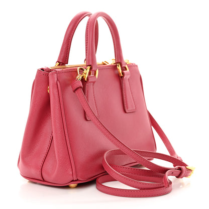 Prada Saffiano Lux Micro Galleria Double Zip Tote Peonia 3 of 11
