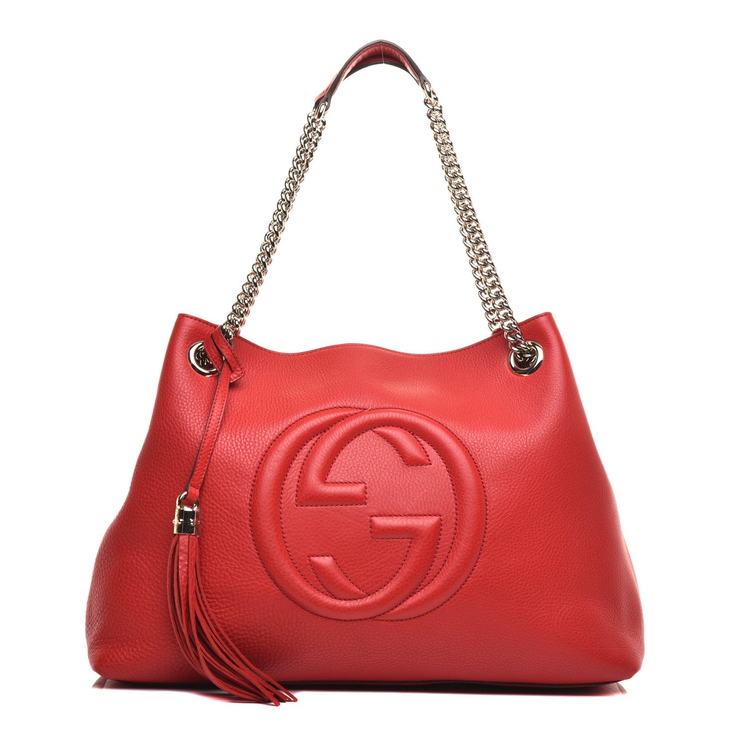 Gucci Pebbled Calfskin Medium Soho Chain Shoulder Bag Tabasco Red 1 of 9