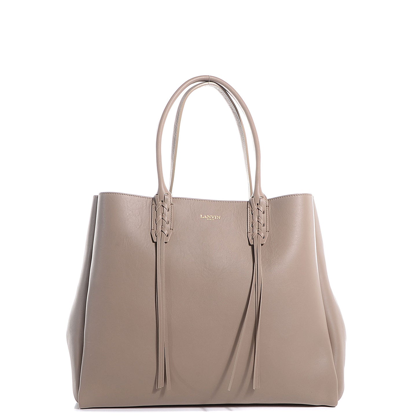 Calfskin Fringe Shopping Tote Beige