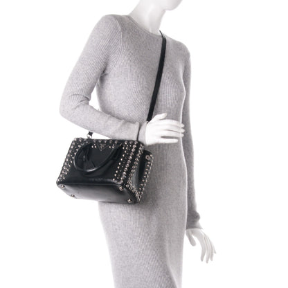 Prada Saffiano Vernice Crystal Small Galleria Double Zip Tote Black 2 of 16
