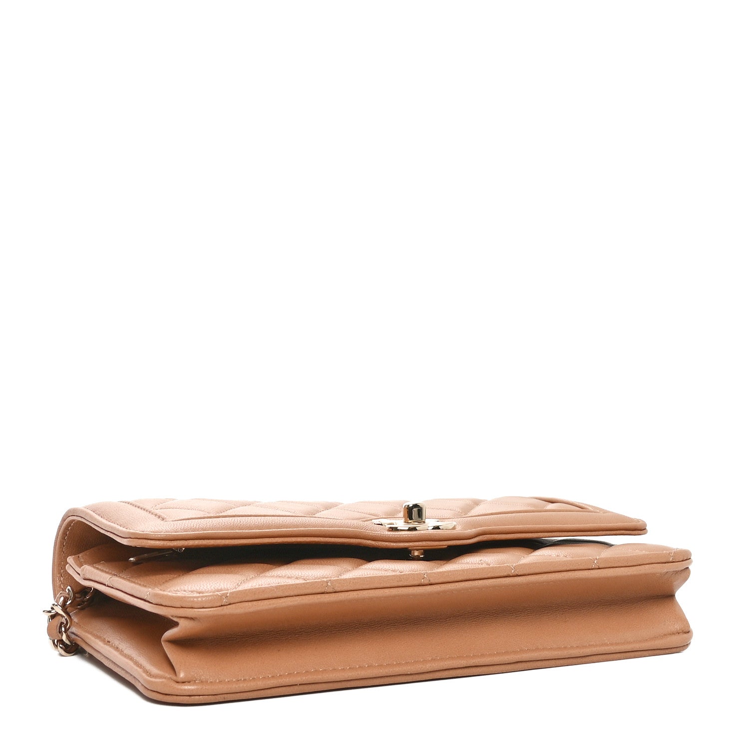 Chanel Lambskin Quilted Hold The Line Wallet On Chain WOC Dark Beige 4 of 12