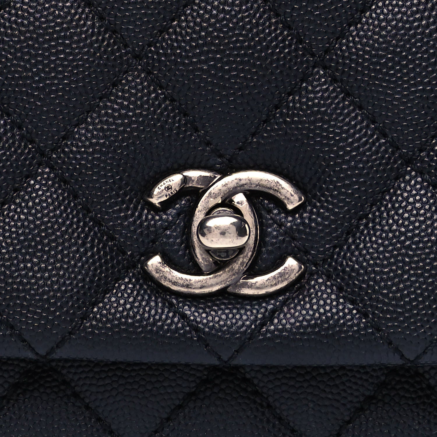 Chanel Caviar Lizard Embossed Quilted Mini Coco Handle Flap Black 9 of 9