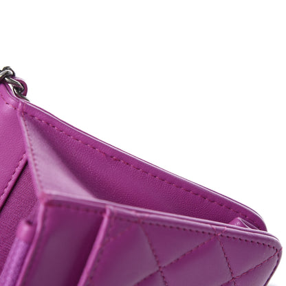 Chanel Lambskin Quilted Boy Wallet On Chain WOC Dark Pink 12 of 13