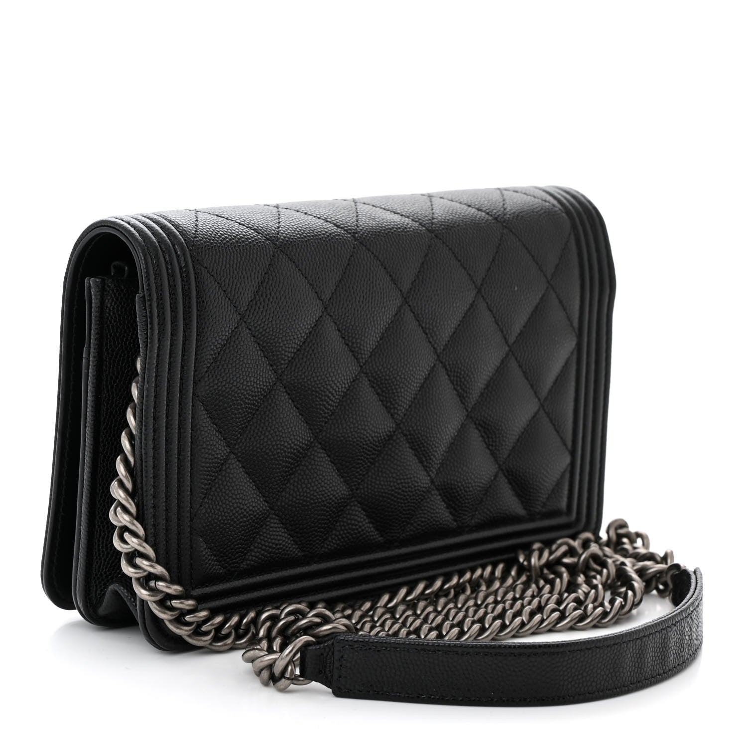 Chanel Caviar Quilted Boy Wallet On Chain WOC Black 3 of 11