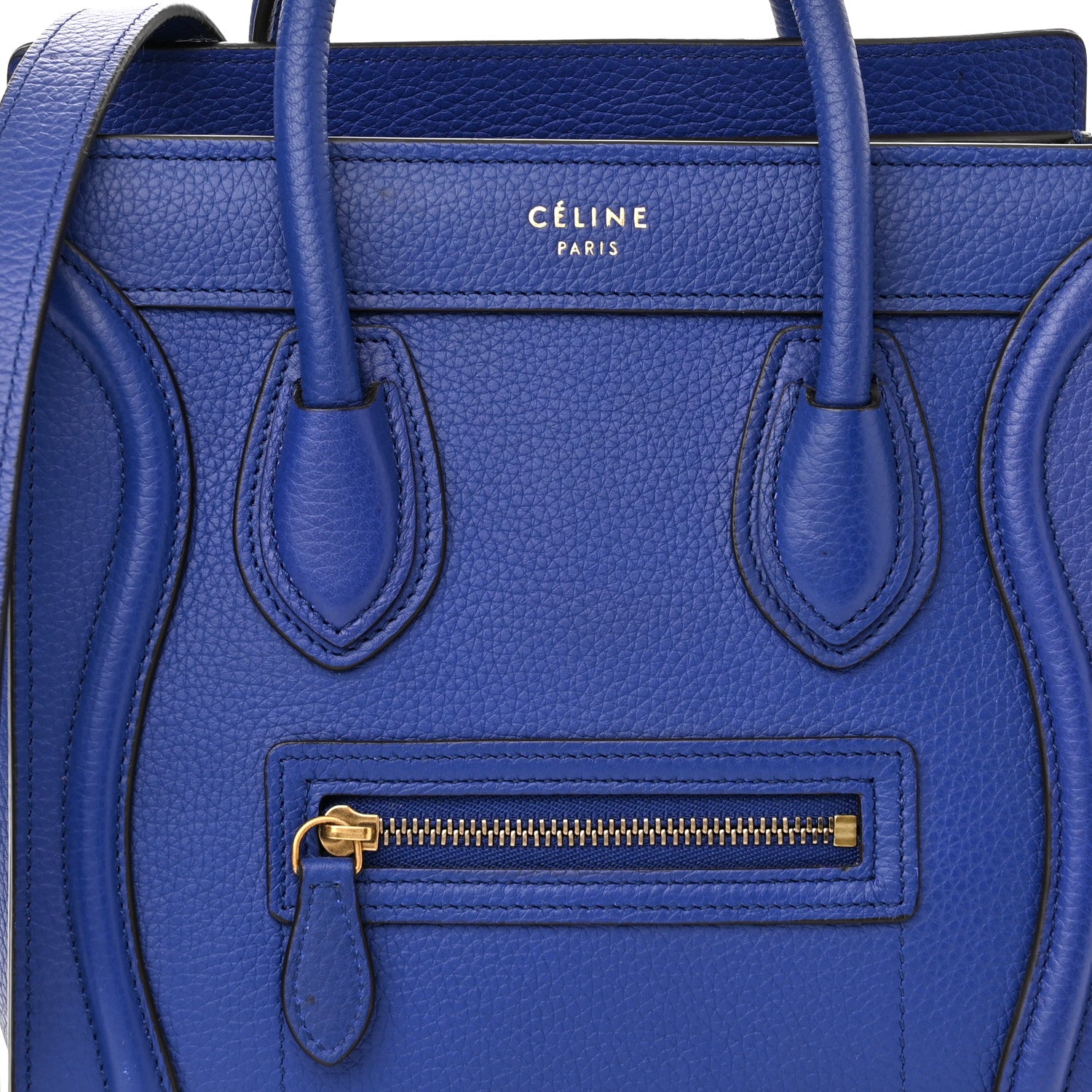 Celine Drummed Calfskin Nano Luggage Indigo 8 of 10