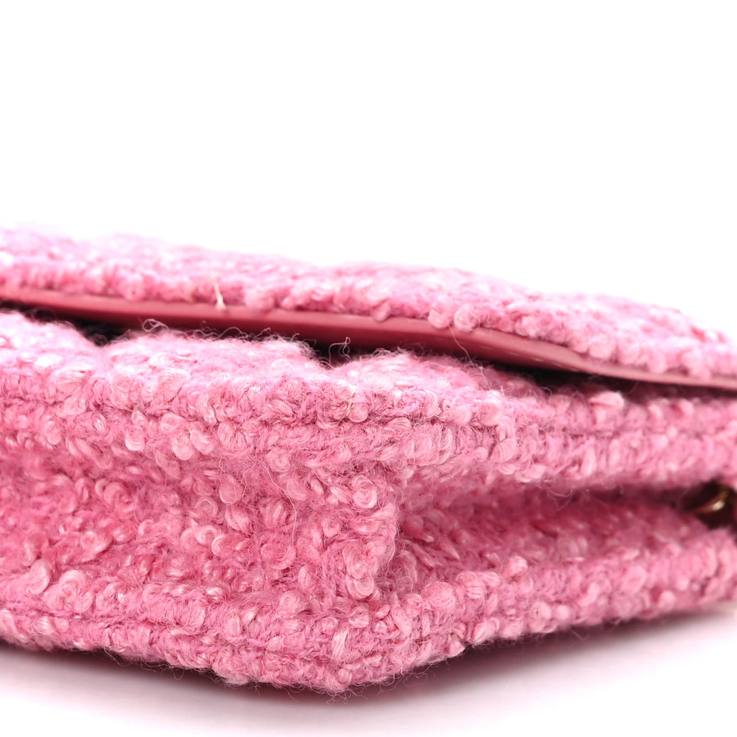 Tweed Quilted Flap Chain Waist Bag Pink
