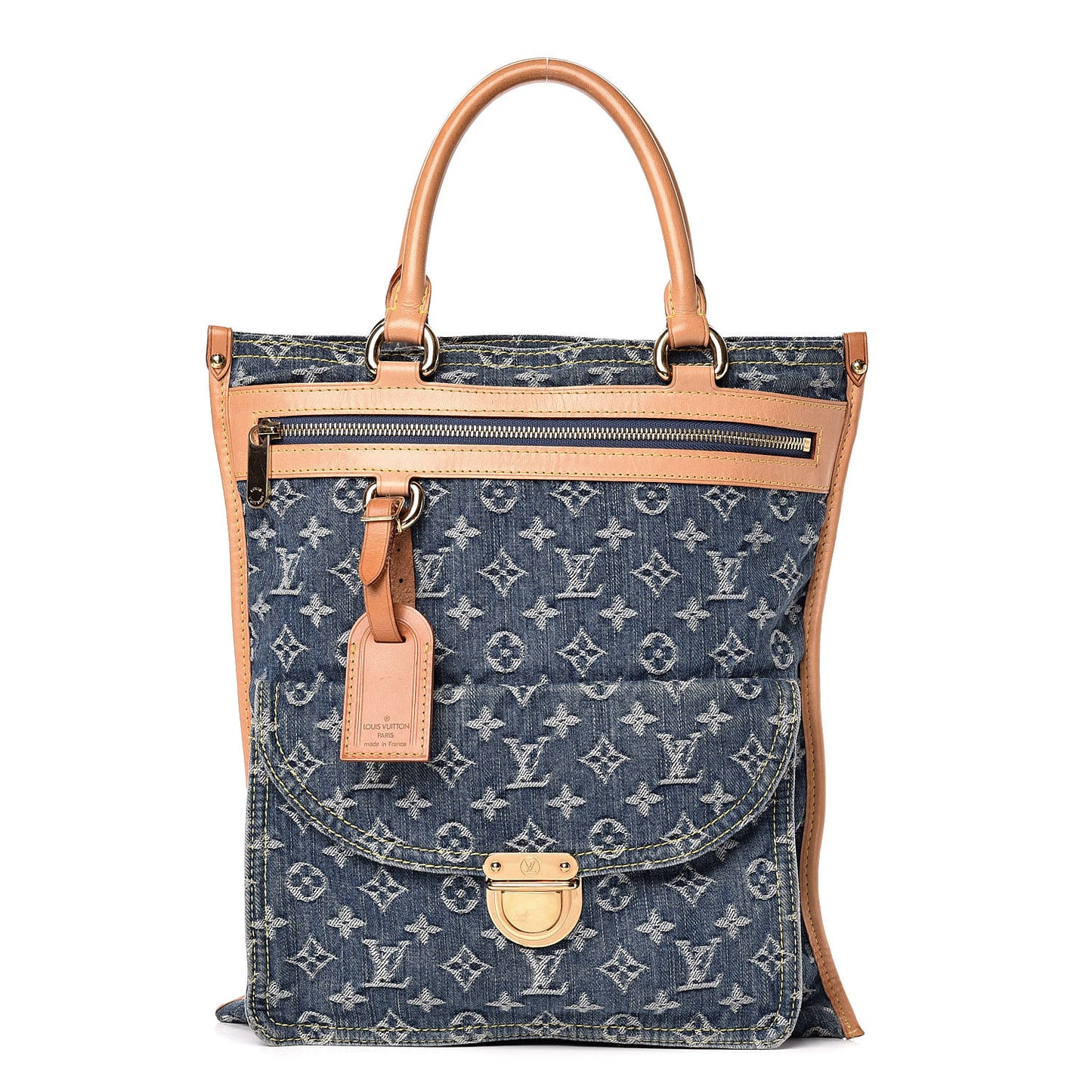 Monogram Denim Sac Plat Blue