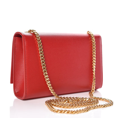 Saint Laurent Grain De Poudre Small Monogram Kate Satchel Bandana Red 3 of 11