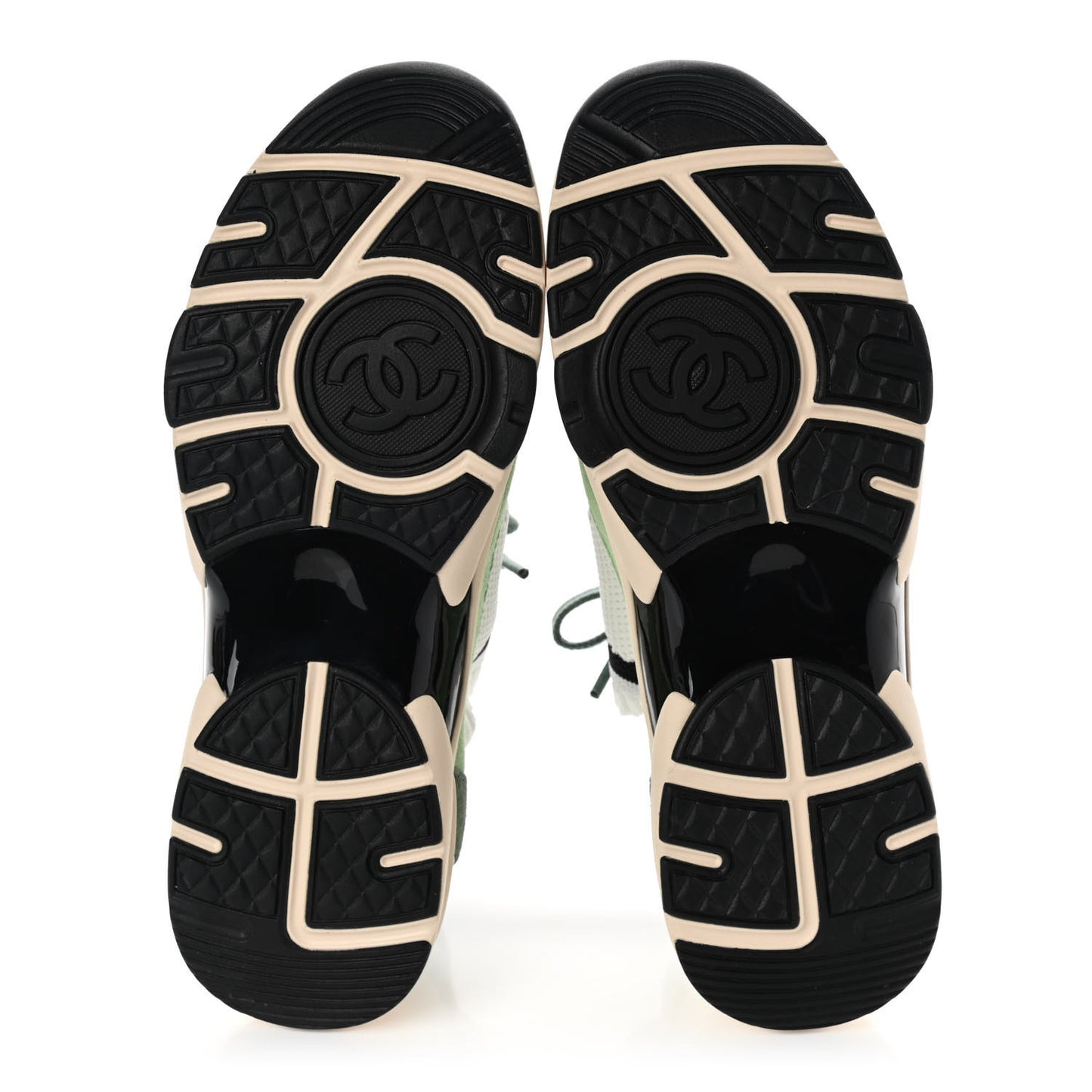 Knit Suede Fabric Womens CC Sneakers 41 Green Dark Green White Black