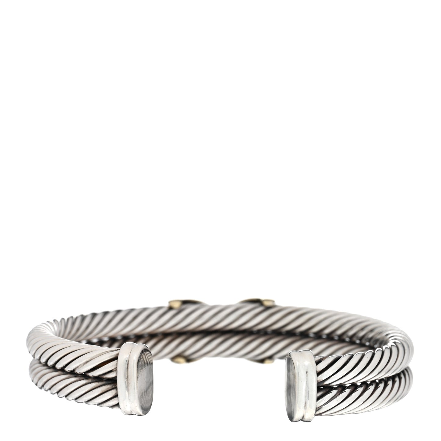 Sterling Silver 14K Yellow Gold 10mm X Double Cable Bracelet