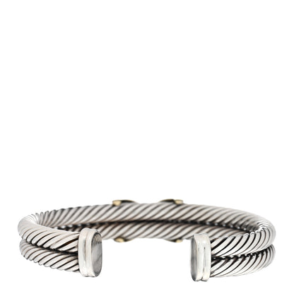 David Yurman Sterling Silver 14K Yellow Gold 10mm X Double Cable Bracelet 2 of 3