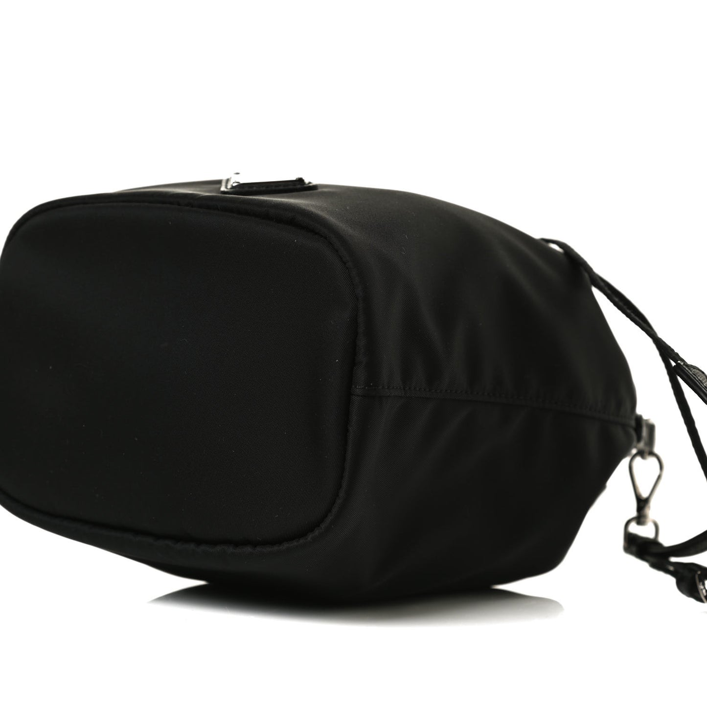 Saffiano Tessuto Nylon Vela Bucket Wristlet Black
