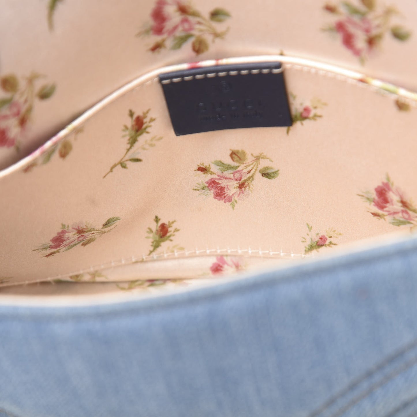 Denim Matelasse Mini Pearly GG Marmont Shoulder Bag Blue