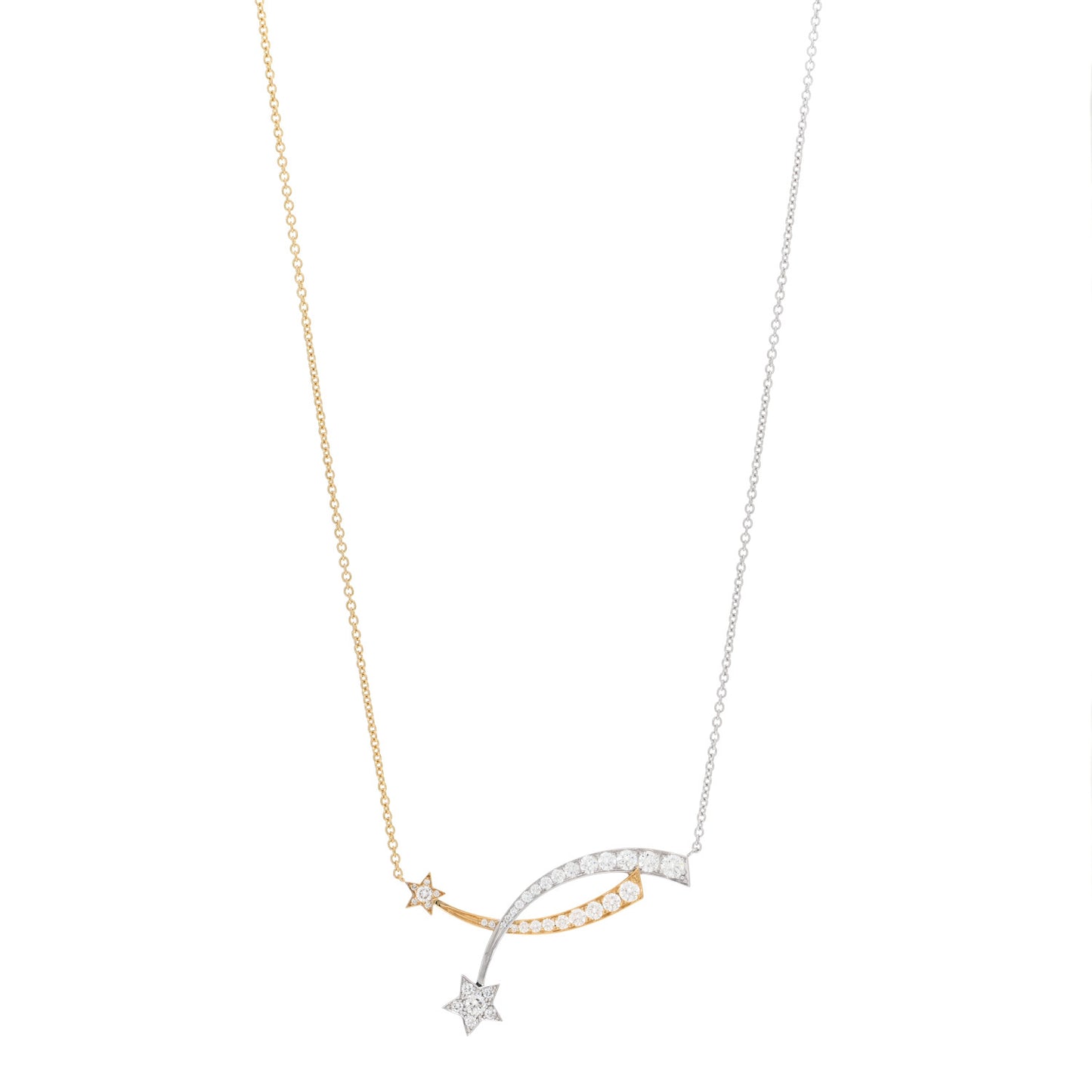 18K White Yellow Gold Diamond Etoile Filante Necklace