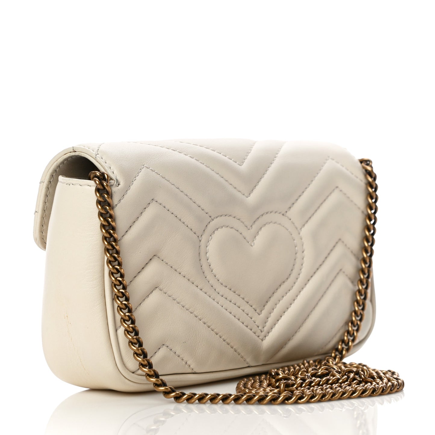 Calfskin Matelasse Super Mini GG Marmont Shoulder Bag White
