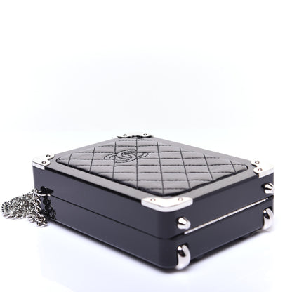 Chanel Plexiglass Patent Quilted Minaudiere Clutch Black 4 of 13