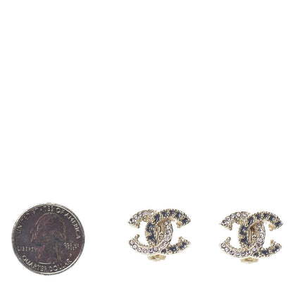 Chanel Crystal Enamel CC Clip On Earrings Light Grey Gold 2 of 4