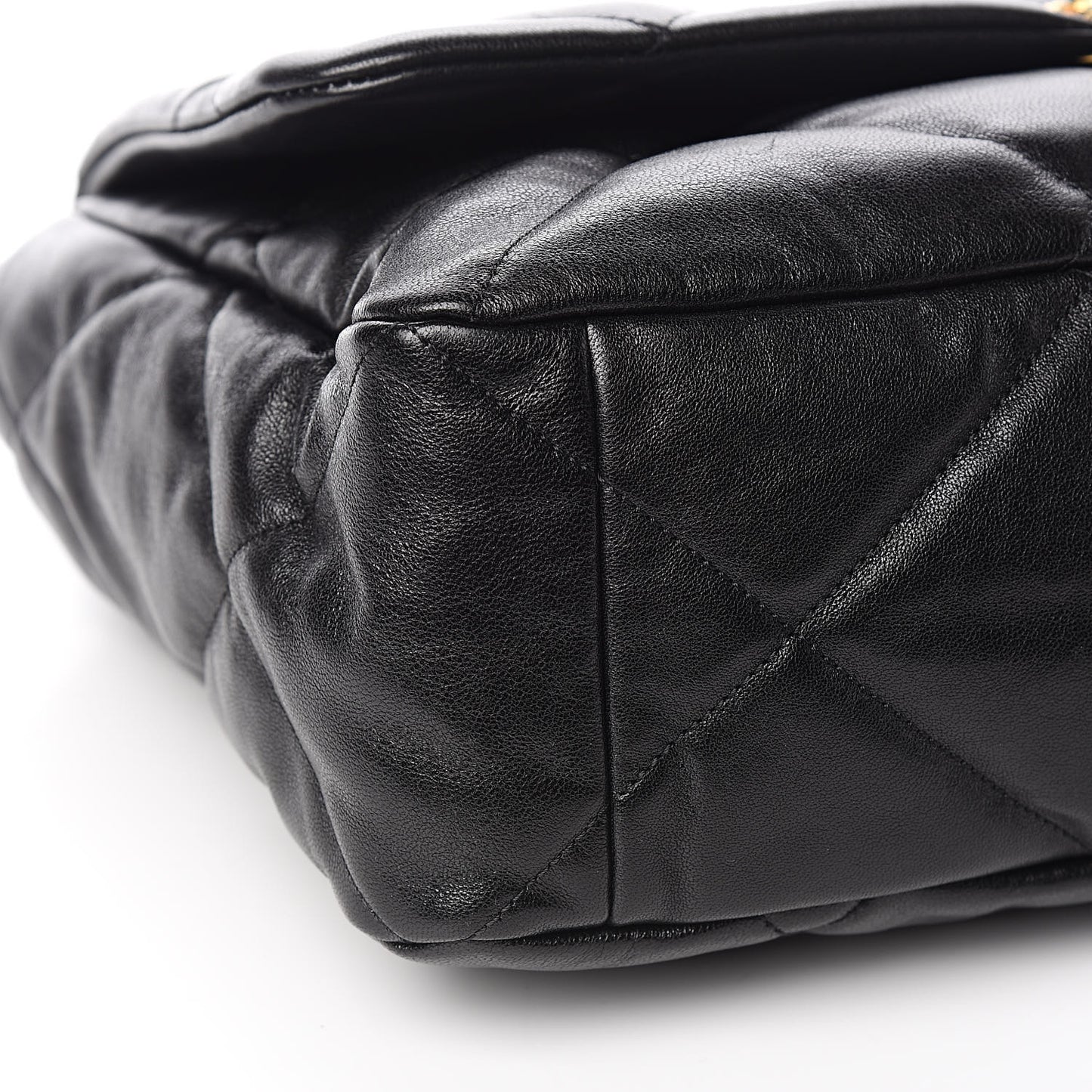 Goatskin Quilted Maxi 19 Flap Black