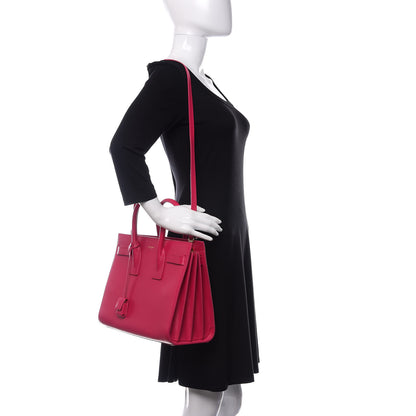 Saint Laurent Calfskin Small Sac De Jour Lipstick Fuchsia 2 of 11