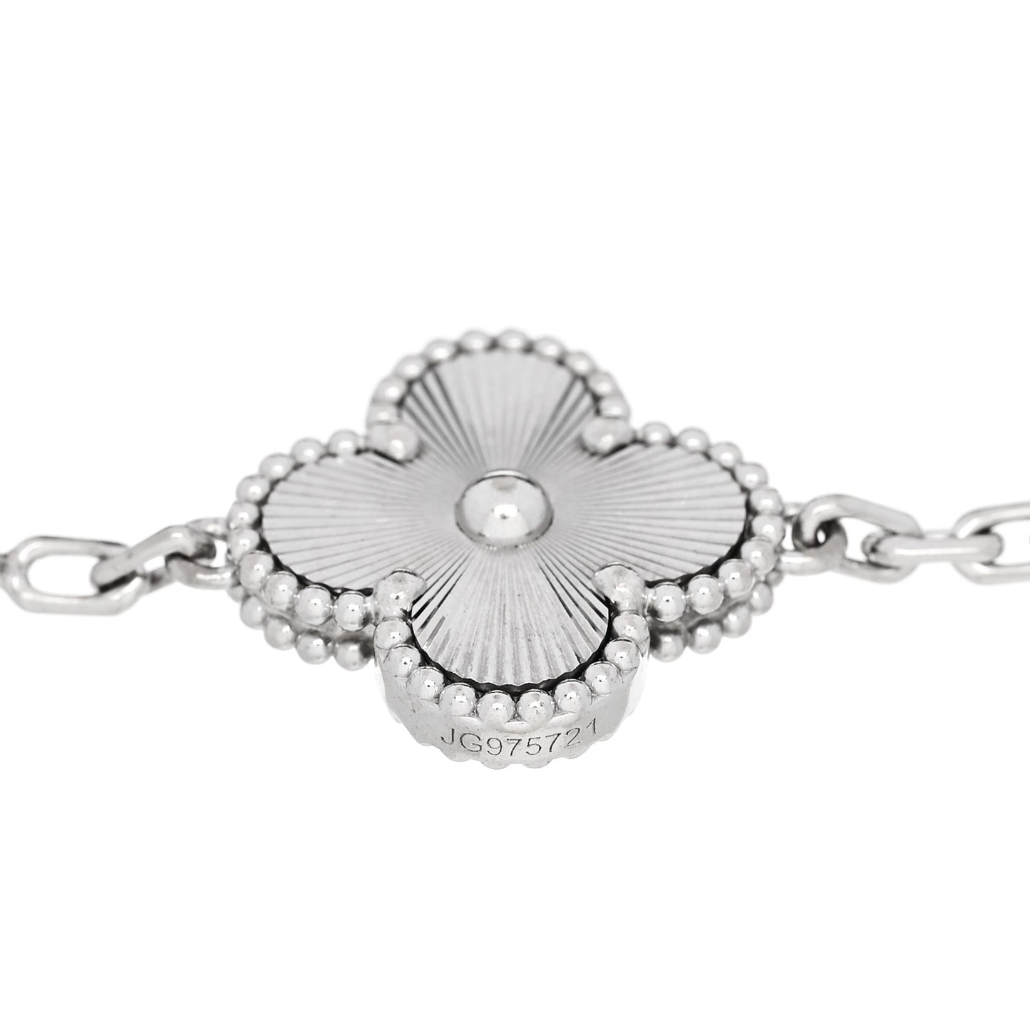 18K White Gold 5 Motifs Guilloche Vintage Alhambra Bracelet