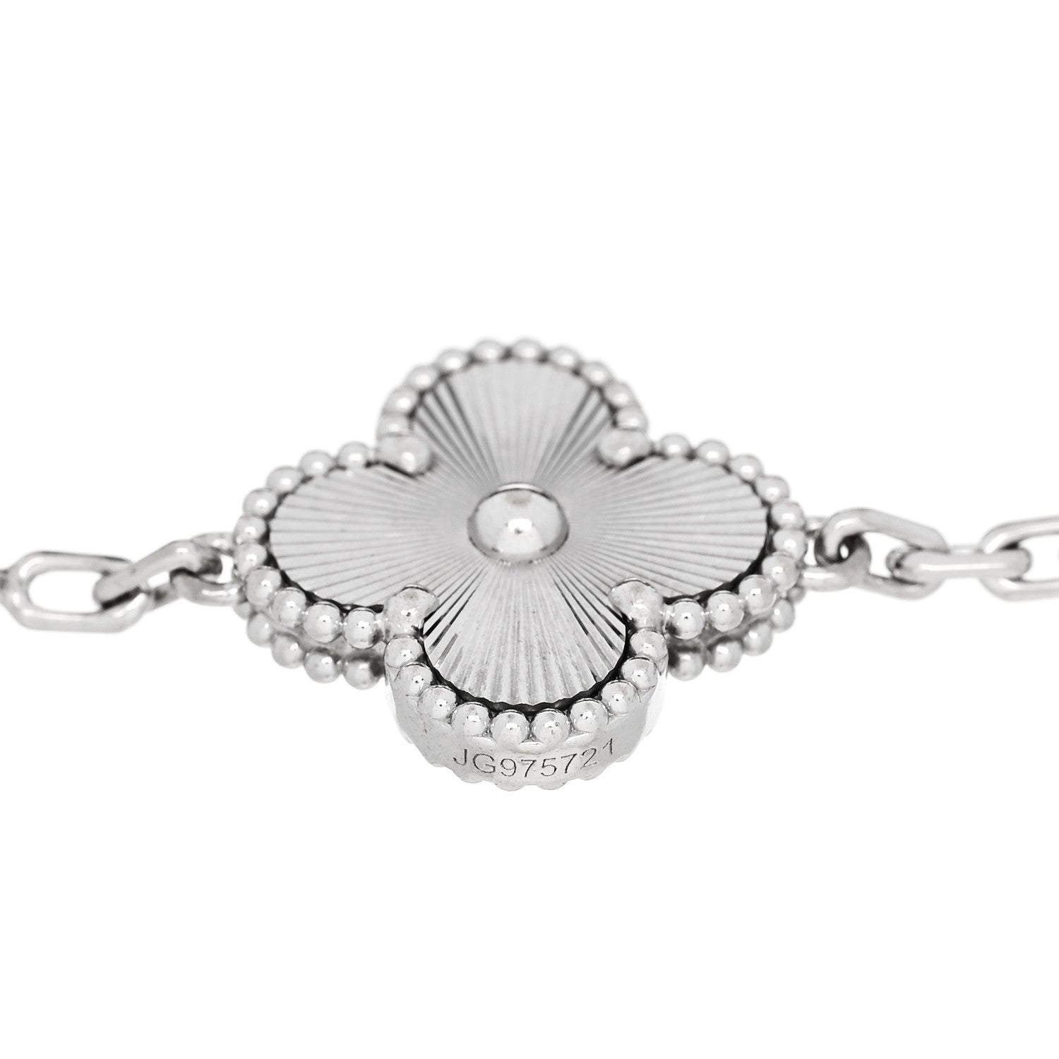 Van Cleef & Arpels 18K White Gold 5 Motifs Guilloche Vintage Alhambra Bracelet 3 of 5