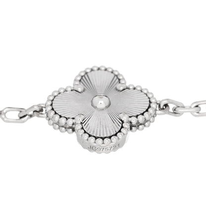 Van Cleef & Arpels 18K White Gold 5 Motifs Guilloche Vintage Alhambra Bracelet 3 of 5