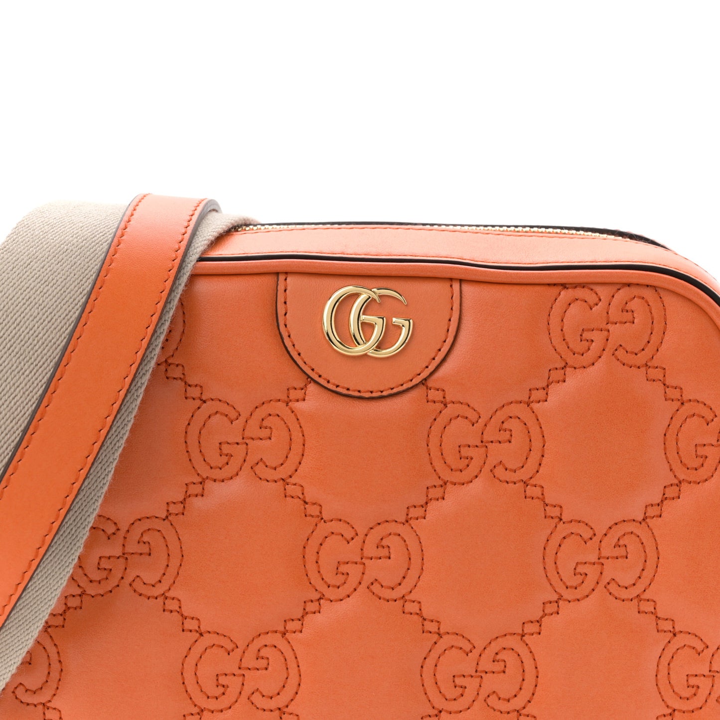 Calfskin GG Matelasse Shoulder Bag Spring Orange Natural