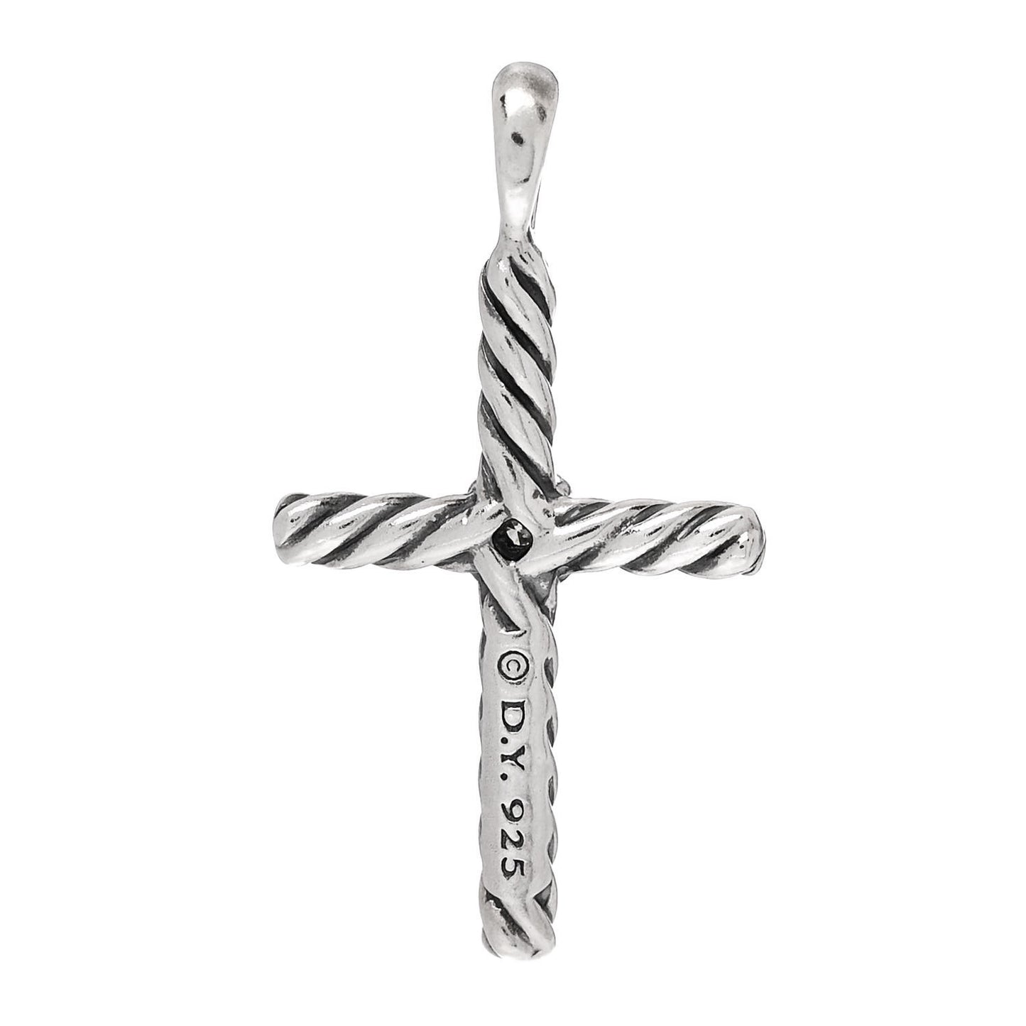 Sterling Silver Diamond Cable Classics Cross Pendant