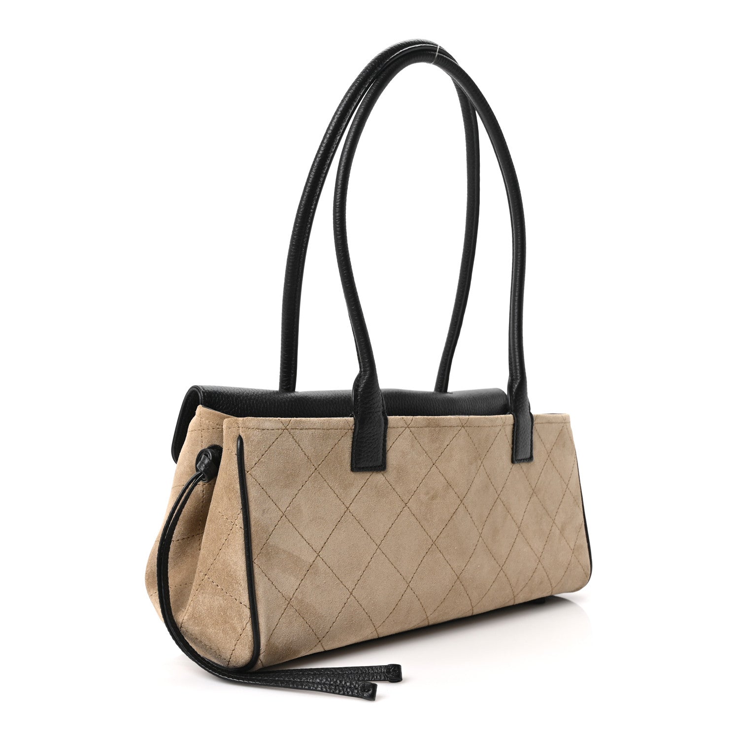 Chanel Grained Calfskin Suede Urban Essentials Small Shopping Bag Dark Beige Black 3 of 11