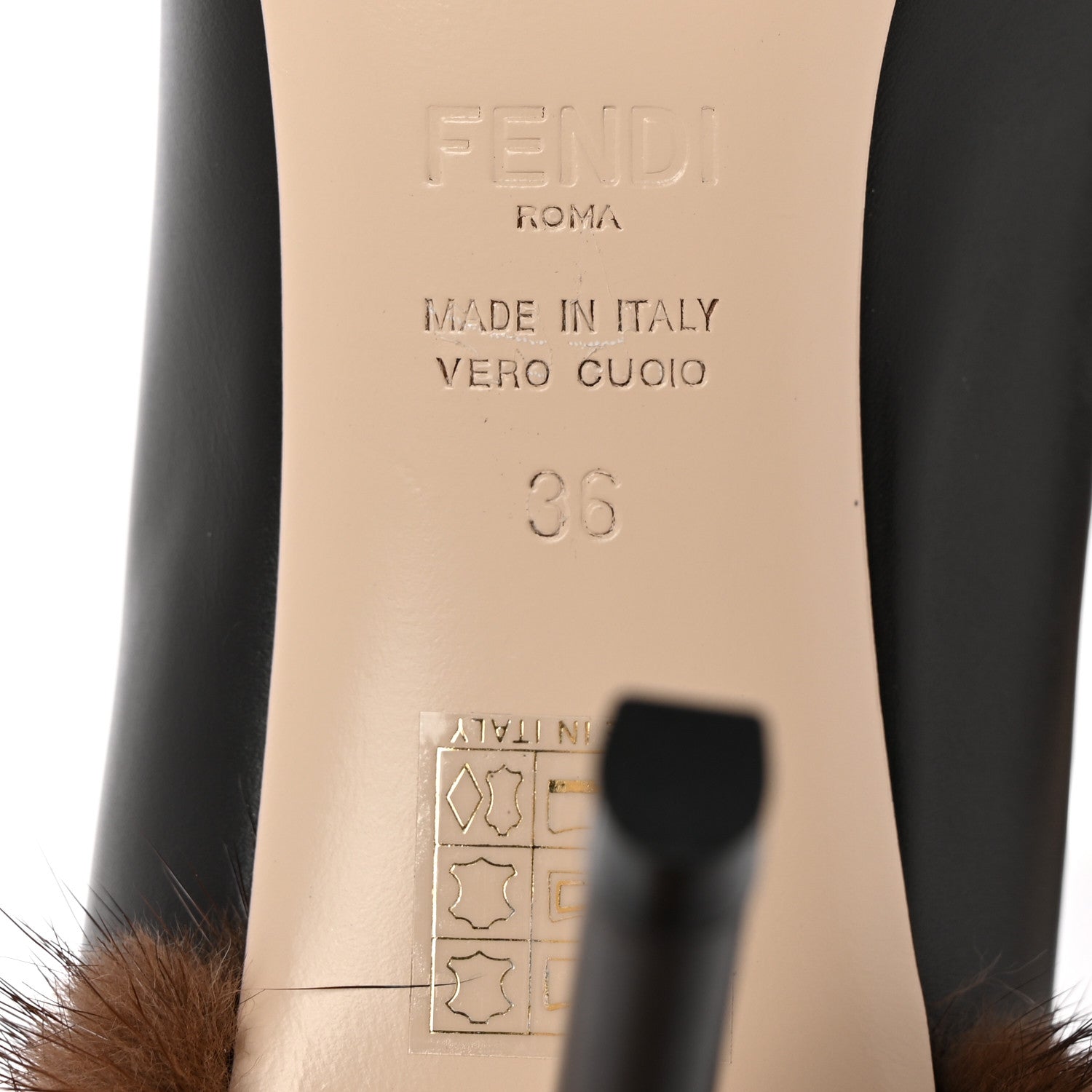 Fendi Calfskin Mink Fur Duo Decollete Pumps 36 Ebano Scan Brown 6 of 9