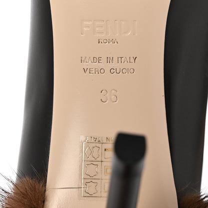 Fendi Calfskin Mink Fur Duo Decollete Pumps 36 Ebano Scan Brown 6 of 9