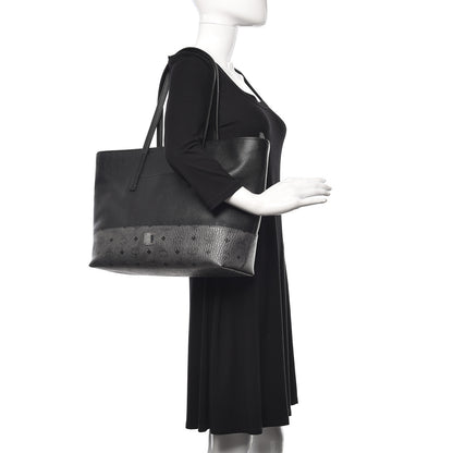 MCM Calfskin Visetos Anya Shopper Tote Black 2 of 9
