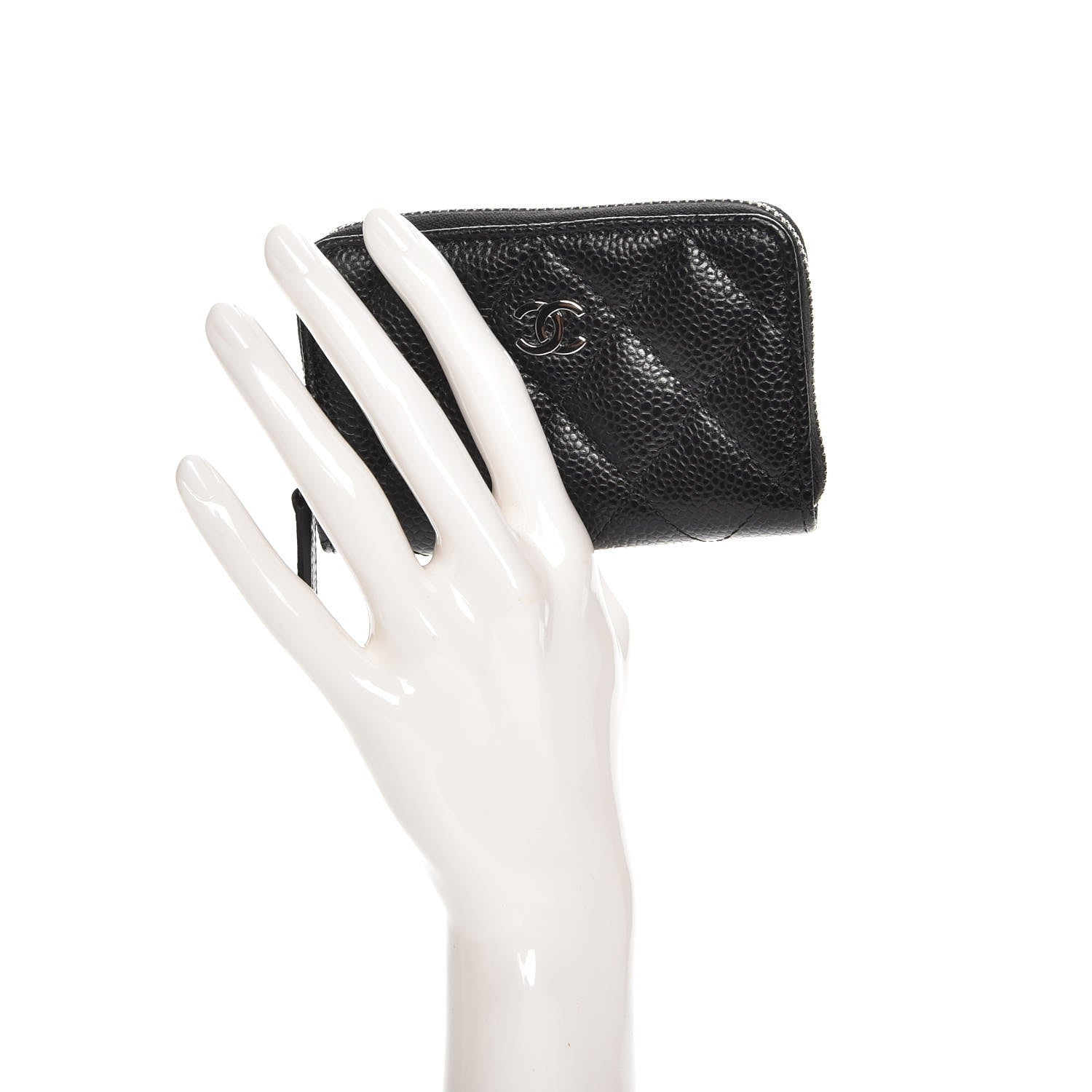 Chanel Caviar Quilted Zip Coin Purse Black 2 of 8