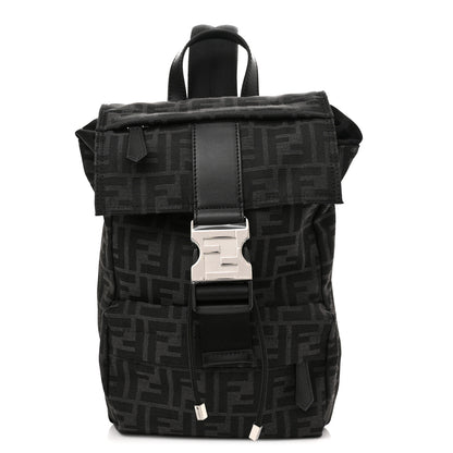 Fendi Recycled Fabric Jacquard Vitello Astro FF 1974 Small Fendiness Backpack Asfalto Black 1 of 9