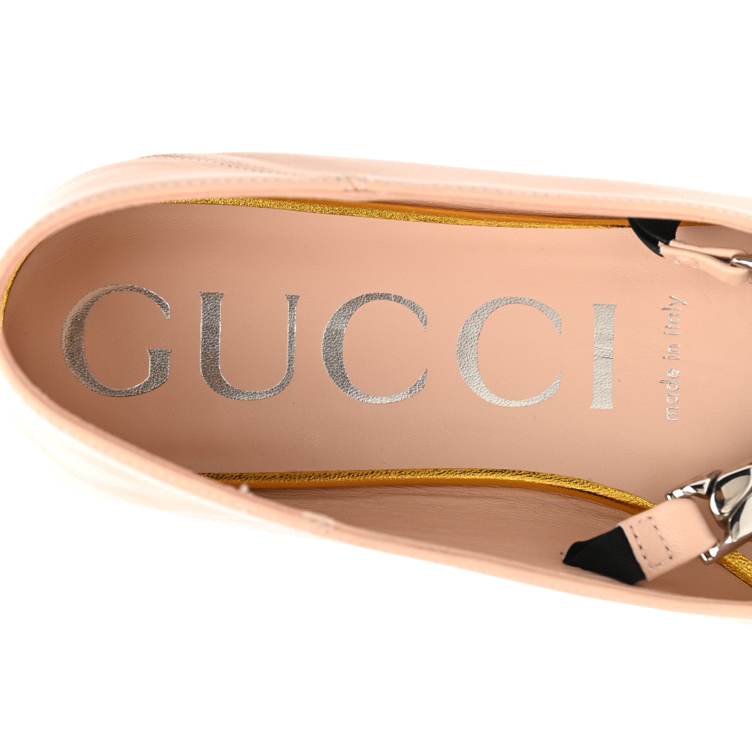 Gucci Nappa Lumiere Deva Horsebit Chain Embellished Flats 37.5 Skin Rose 7 of 9