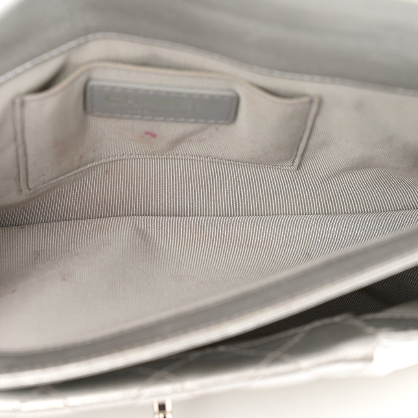 Metallic Calfskin Quilted Fold Up Again Clutch Silver