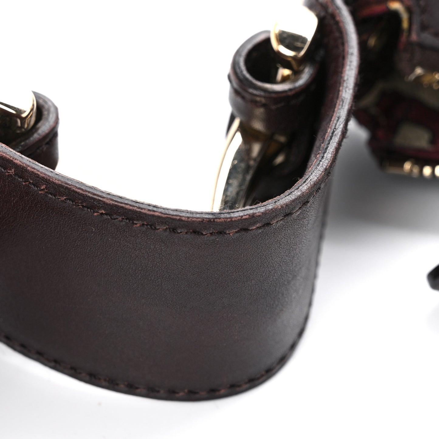 Calfskin Embossed Monogram Studded Pelham Messenger Bag Dark Brown