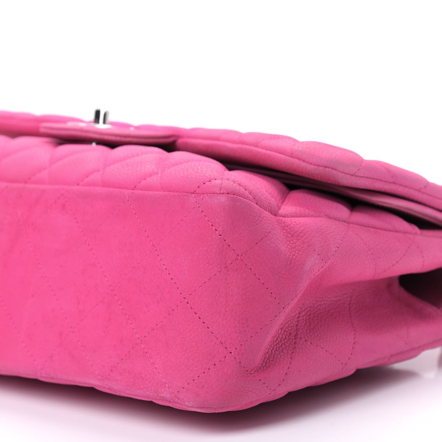 Iridescent Caviar Quilted Jumbo Double Flap Pink