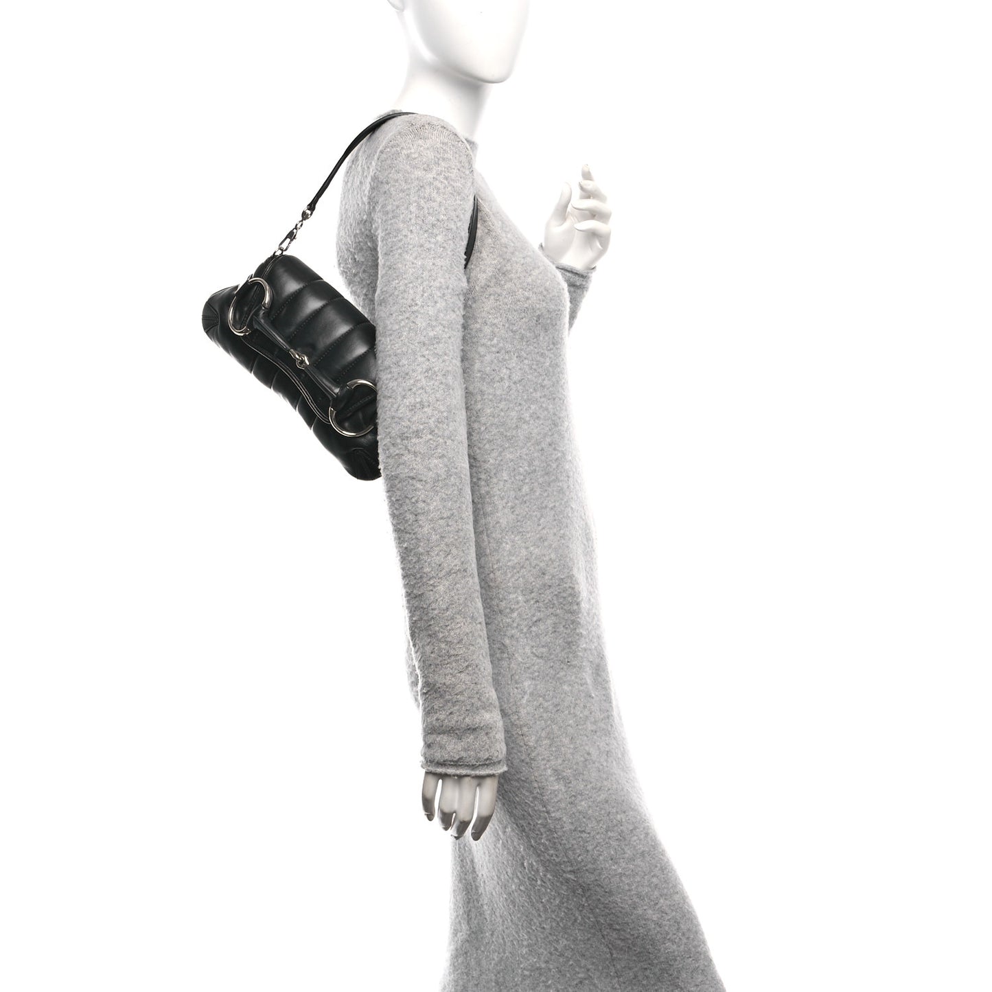 Nappa Vertical Matelasse Small Maxi Horsebit Chain Shoulder Bag Black