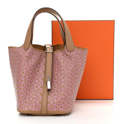 Hermes Swift Lucky Daisy Picotin Lock 18 PM Chai Rose White 9 of 9