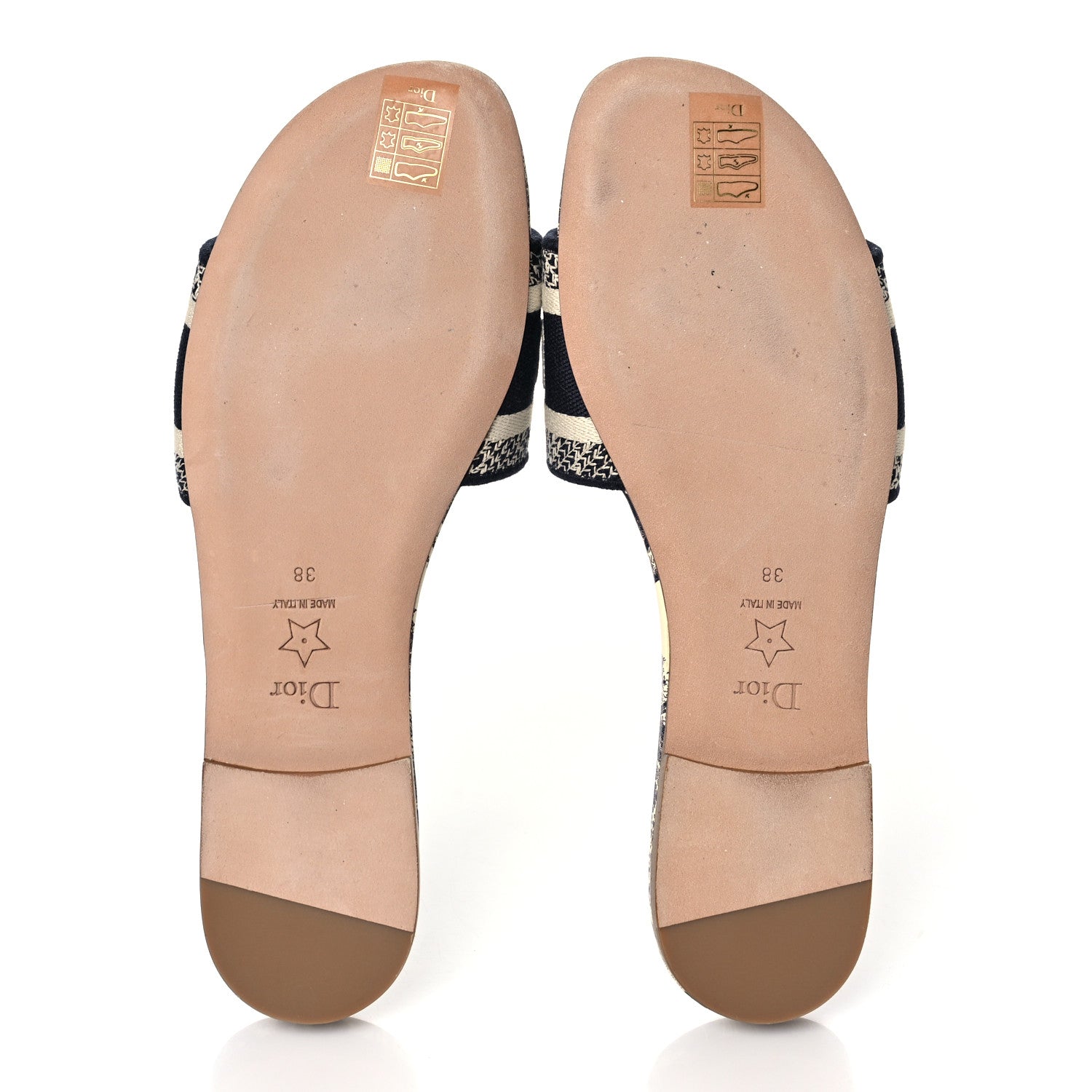 Christian Dior Canvas Toile de Jouy Embroidered Dway Flat Slide Sandals 38 Blue 6 of 7