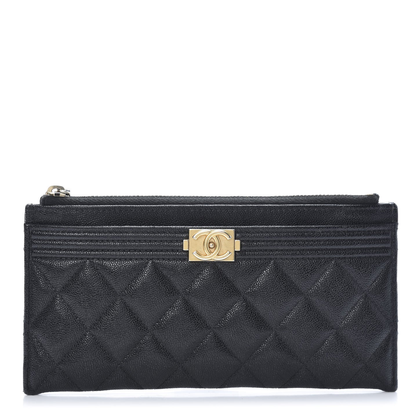Caviar Quilted Classic Zip Boy Pouch Black