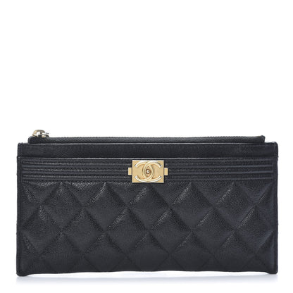Chanel Caviar Quilted Classic Zip Boy Pouch Black 1 of 8