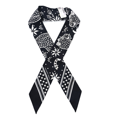 Hermes Silk Les Leopards Twilly Black White 1 of 4