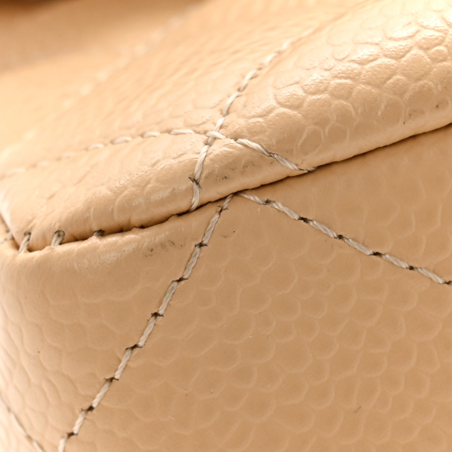Caviar Quilted Medium Double Flap Beige