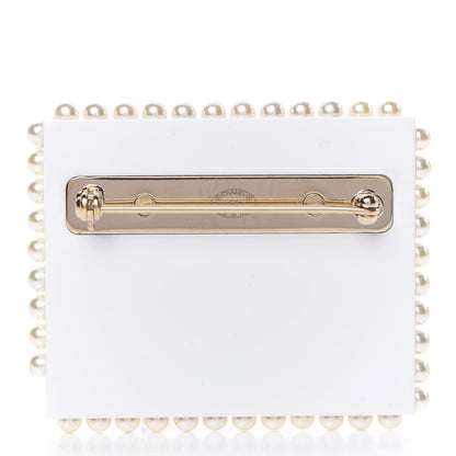 Chanel Resin Pearl Letter Brooch Black White Blue Red 3 of 5