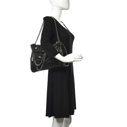 Stella McCartney Chamois Shiny Dotted Falabella Fold Over Tote Ruthenium 2 of 8