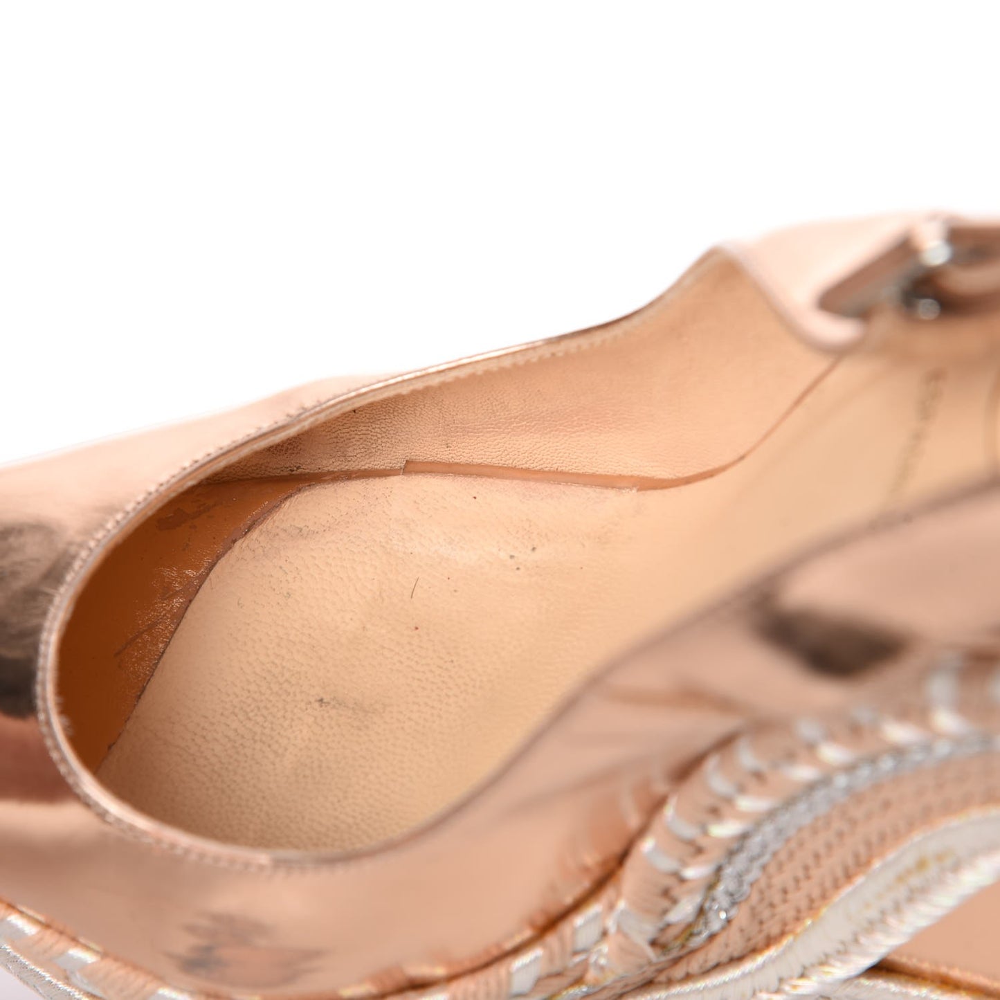 Specchio Calfskin Tresse Santa Maria 140 Wedges 37.5 Nude