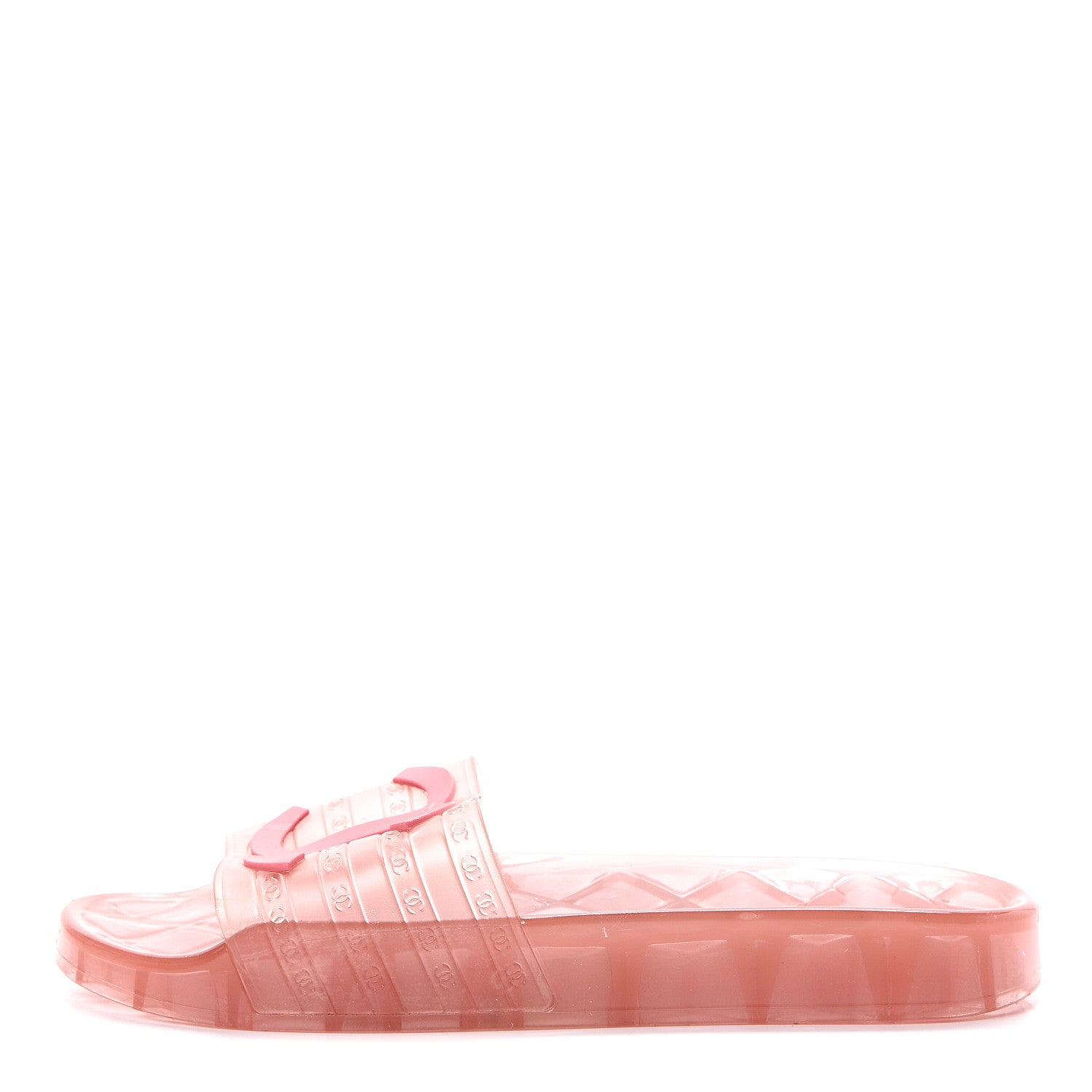 Chanel PVC Transparent CC Flat Slide Sandals 38 Pink 1 of 8